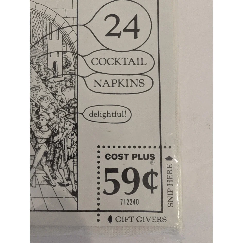 Vintage 70s Christmas Santa Paper Napkins New Old Stock Cost Plus Cocktail Party